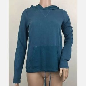 Lucky Lotus Shirt Women’s XS Blue Hooded Top Cotton